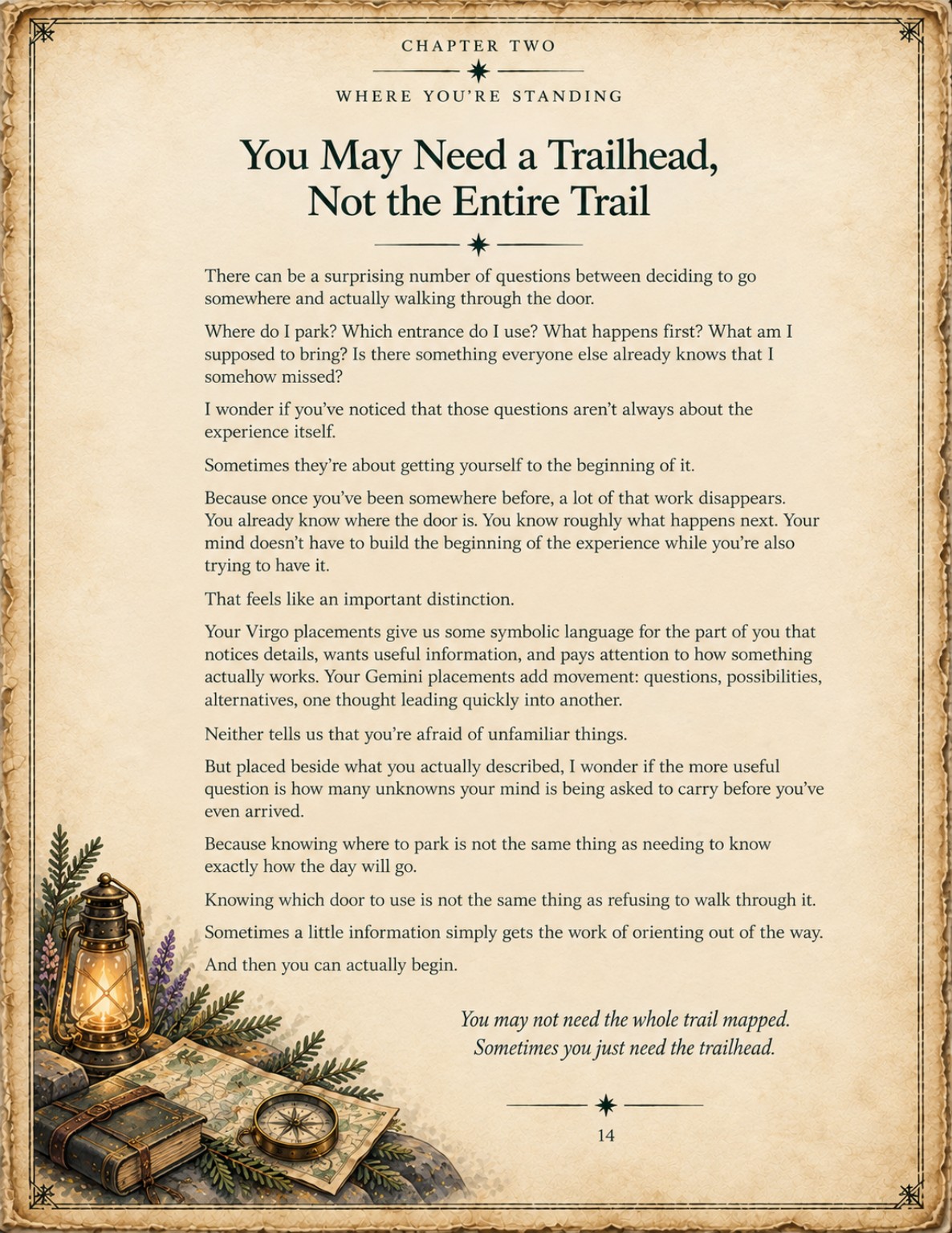 Compass sample page titled You May Need a Trailhead, Not the Entire Trail