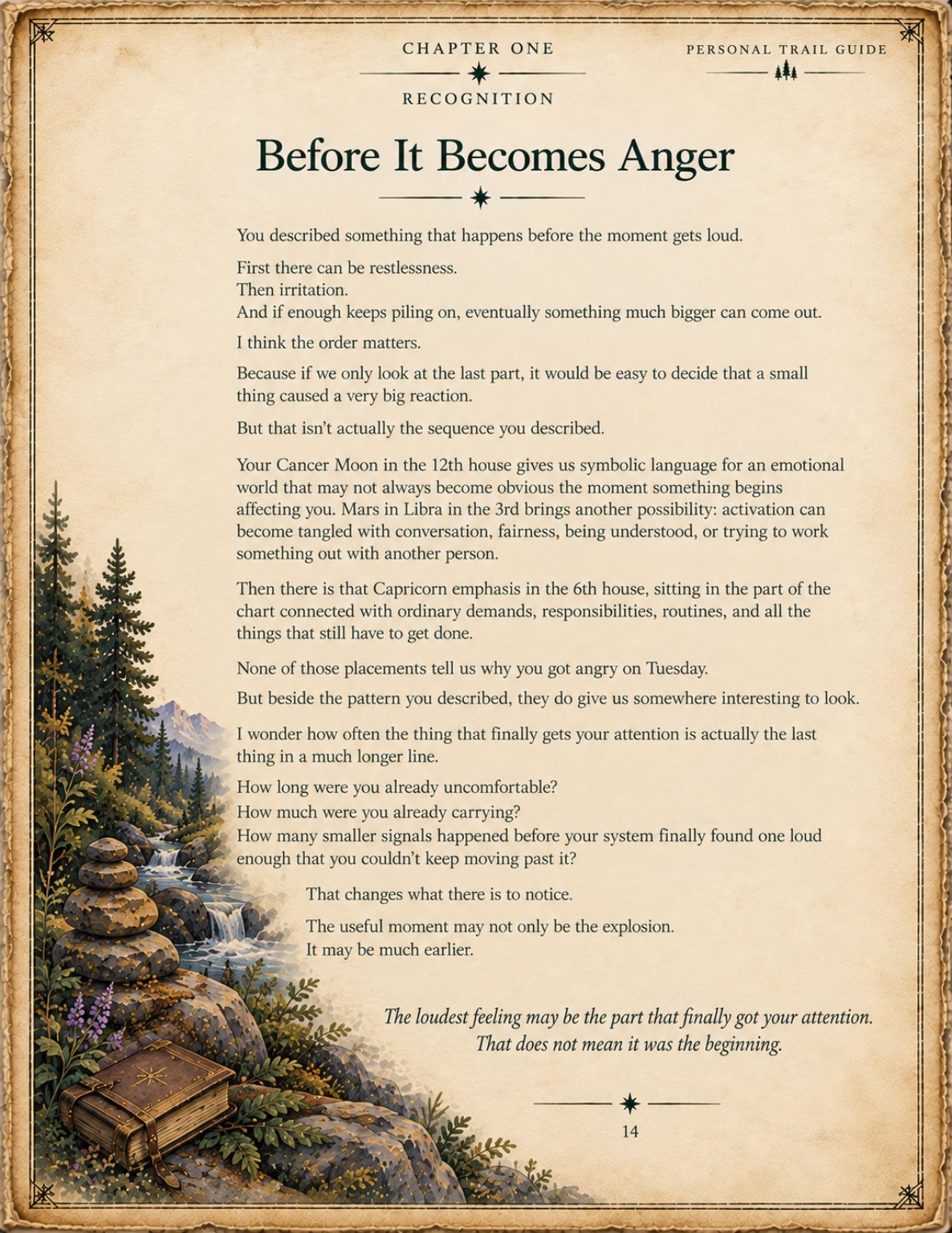 Personal Trail Guide sample titled Before It Becomes Anger